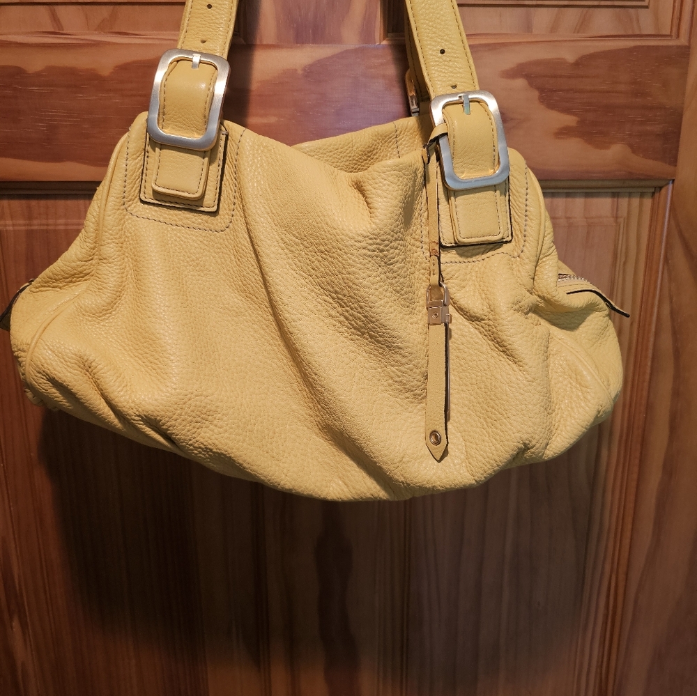 Cole Haan Yellow Leather Shoulder Bag with Slouchy Design